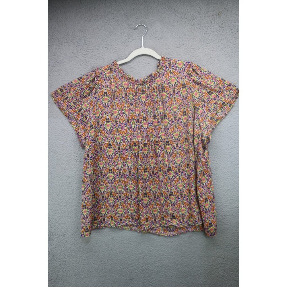 Rose & Olive Silky Colorful Pintuck Blouse-Size 3X-Office-Career-Cottagecore